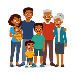 happy big family portrait contain father mother son daughter baby grandmother grandfather