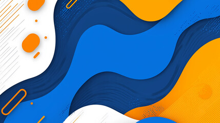 Wall Mural - abstract blue and orange fluid geometric shapes on a white background
