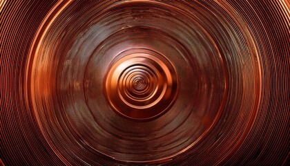 Wall Mural - abstract background with metallic copper colored concentric circles forming a rotating tunnel