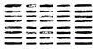 © Bochana - The grunge set of black paint brush strokes are isolated on a transparent background. The vector brush set includes black ink paint, a grunge backdrop, and textured, dirty effects.