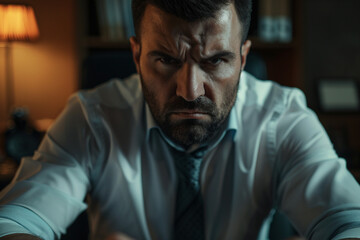 Poster - created with generative ai image of angry strict office worker man
