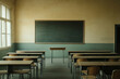 © Riva - School classroom with school desks and blackboard
