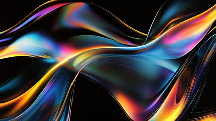Poster - Colorful abstract waves flowing in a dark background