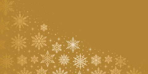 Poster - Gold Christmas vector background, snowflake banner design, warm brown festive elegant holiday wallpaper, greeting or invitation template