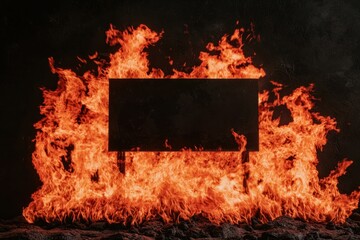 Poster - A dramatic scene featuring a blank blackboard engulfed in vibrant flames, symbolizing destruction and chaos in a fiery environment.