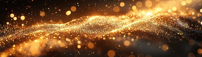 Poster - A shimmering wave of golden particles creating a magical and festive atmosphere, perfect for celebrating special occasions or enhancing designs.