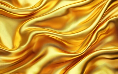 Poster - Luxurious golden silk fabric with smooth textures and elegant drapes, perfect for backgrounds, textiles, and fashion design.