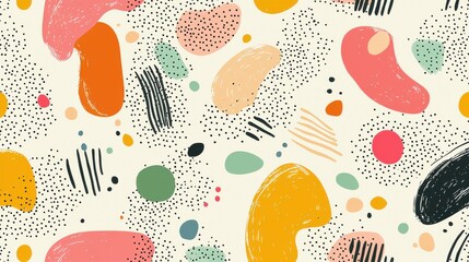 Poster - Abstract colorful pattern with organic shapes and dots, perfect for backgrounds, textiles, or artistic design projects.