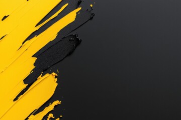 Poster - vibrant abstract composition featuring bold yellow and black paint strokes on a textured surface, pe