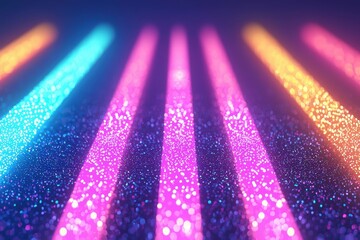 Poster - Vibrant abstract lights creating a mesmerizing pattern on a sparkling background, ideal for creative projects and digital designs.