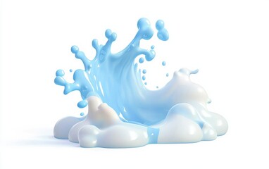 Poster - A dynamic splash of blue liquid, capturing the essence of movement and fluidity against a clean white background. Perfect for creative projects.