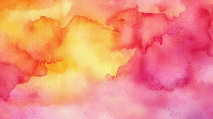 Poster - vibrant watercolor background showcasing an abstract blend of pink, orange, and yellow hues, perfect