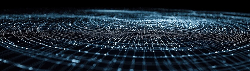 Poster - A captivating abstract image showcasing a swirling pattern of luminous particles against a dark background, symbolizing digital connectivity and flow.