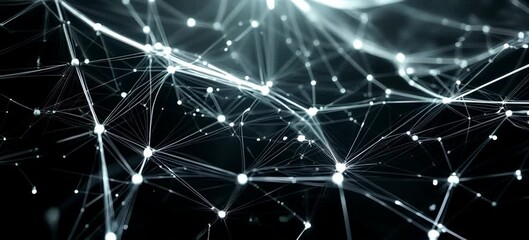 Leinwandbilder - Abstract networking connect structure on dark background. Technology wireless server communication system. Team social linked global digital database. Generative video AI technology.	
