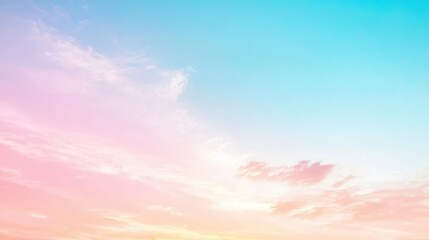 Poster - Beautiful pastel sky with soft pink and blue hues, capturing the serene beauty of nature at dusk. Perfect for tranquil backgrounds.
