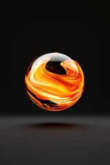 Poster - A mesmerizing orb with swirling orange and black patterns, creating a stunning visual effect against a dark background. Perfect for abstract art.
