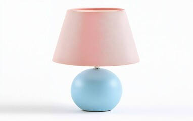 Wall Mural - A stylish, modern lamp featuring a round blue base and a soft pink shade, perfect for adding a touch of elegance to any interior space.