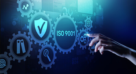 Poster - iso 9001 standards quality control business technology concept on virtual screen.