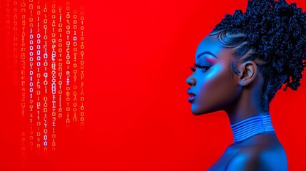 Poster - in a stressful office environment, a black woman's cyber security attack leads to a programmer's hea