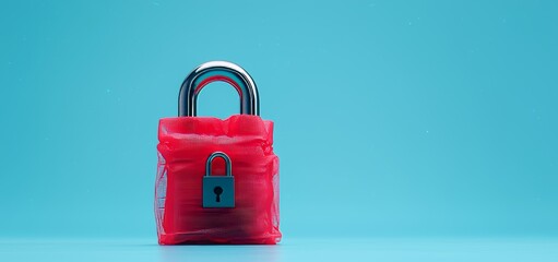 Poster - An image featuring a digital padlock that represents data encryption and network security, set against a deep blue background, emphasizing the importance of cyber security