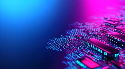 Poster - With the advent of digital technology, a black background accentuated by glowing blue binary codes and numbers conveys the importance of data privacy and security