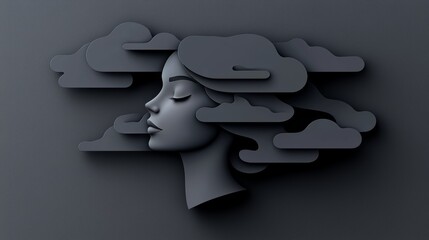 Poster - It depicts a woman's face in black and white, surrounded by swirling patterns that indicate mystery and intrigue.