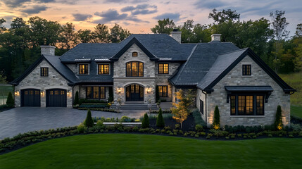 Wall Mural - Hudson Valley historic stone estate with apple orchards and river views, restored Dutch colonial manor in Upstate New York