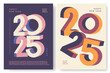 © Svitla - Happy New Year 2025 modern trendy poster set with numbers. Creative concept of banner, cover for calendar. Design template with typography