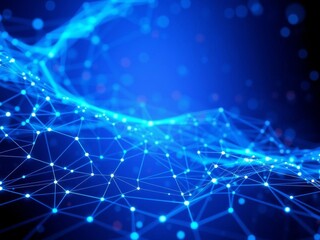 Poster - Futuristic 3D render of high tech particle network representing big data visualization concept, visualization, background