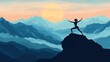 © Alice - Silhouette fitness girl practicing yoga on mountain 4k resolution