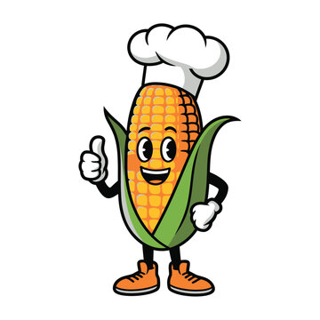 Cute Cartoon Corn funny character, vector, illustration isolated on white background, bright colorful , playful, cartoon style
