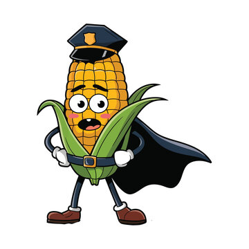 Cute Cartoon Corn funny character, vector, illustration isolated on white background, bright colorful , playful, cartoon style