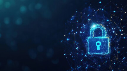 Poster - digital lock symbolizing cybersecurity and data protection in a networked environment.