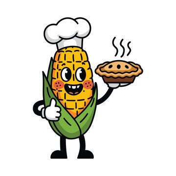 Cute Cartoon Corn funny character, vector, illustration isolated on white background, bright colorful , playful, cartoon style