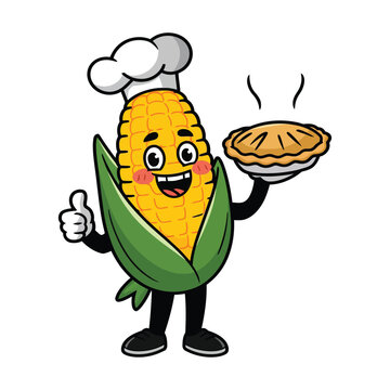 Cute Cartoon Corn funny character, vector, illustration isolated on white background, bright colorful , playful, cartoon style
