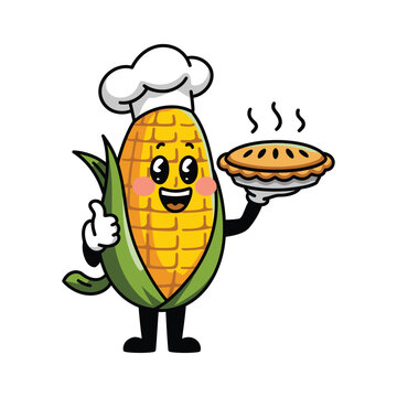Cute Cartoon Corn funny character, vector, illustration isolated on white background, bright colorful , playful, cartoon style