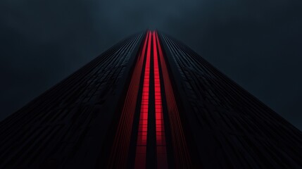 Sticker - a tall building with red stripes on it