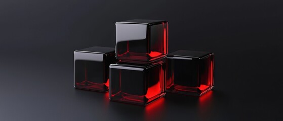 Poster - a stack of cubes with red accents