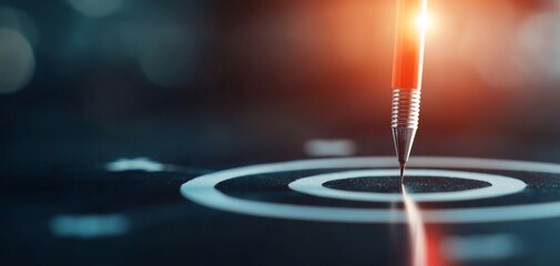 Poster - A close-up of a pen poised over a target, symbolizing precision, focus, and goal-setting in a professional or creative context.