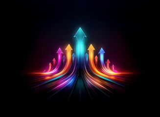 Poster - A group of glowing, colorful arrows point upward, forming a powerful symbol of growth and progress.