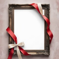 Poster - An Empty Poster Frame with a Beautiful Ribbon Background Ideal for Promotions and Artwork Display