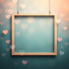 Poster - Blank Poster Frame with Beautiful Heart Background for Inspirational or Romantic Designs and Presentations