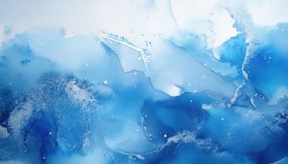Poster - Ethereal Abstract Watercolor Winter Landscape in Cool Blues and Whites, Dreamy Snowy Background, Perfect for Banner Design, Web Headers, or Seasonal Concepts in Branding and Marketing