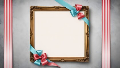 Poster - Empty Poster Frame on a Beautiful Ribbon Background Perfect for Displaying Artwork or Announcements in Creative Projects
