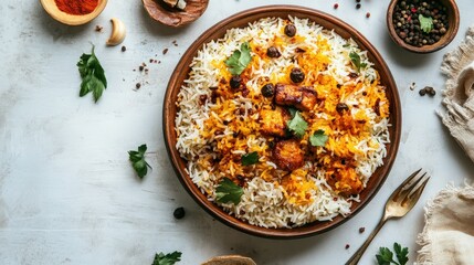 Wall Mural - Biryani on white background 