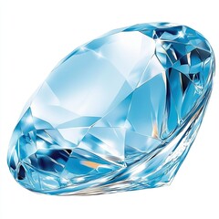 Poster - A Beautifully Cut Blue Gemstone Showcasing Its Brilliance and Clarity on a Reflective Surface
