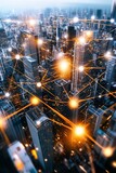 Cityscape with Network Connections.