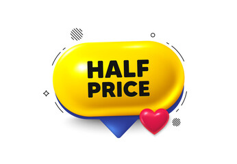 Poster - offer speech bubble 3d icon. half price tag. special offer sale sign. advertising discounts symbol. 