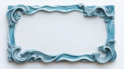 Poster - Elegant Hand Painted Ceramic Tile Sign with Subtle Wave Patterns on White Background
