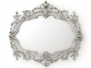 Poster - Ornate Beveled Mirror Frame with Etched Stars and Swirls on White Background